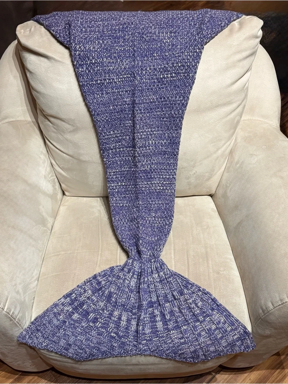 Crochet Mermaid Tail Knit Blanket / Sleeping Bag Throw- Coral Reef Purple